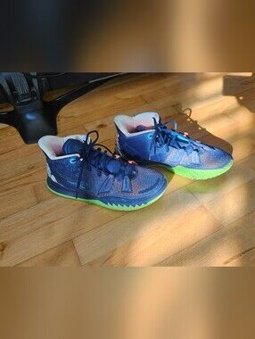 Nike Kyrie Navy and Neon Green Basketball Sneakers